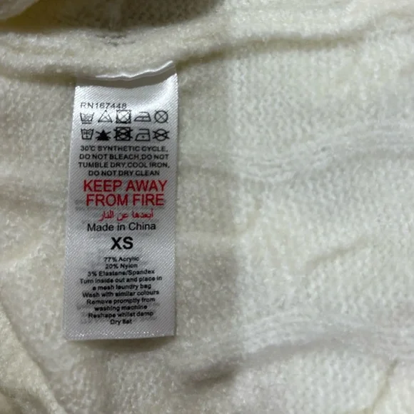 PrettyLittleThing Cream Cable Knit Maxi Dress Mock Neck Women’s Size XS NWT - Picture 7 of 9